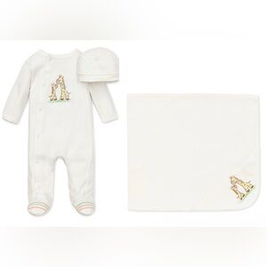 NWTG! Little Me Baby Unisex Giraffe Embroidered Set hat+blanket 9 month